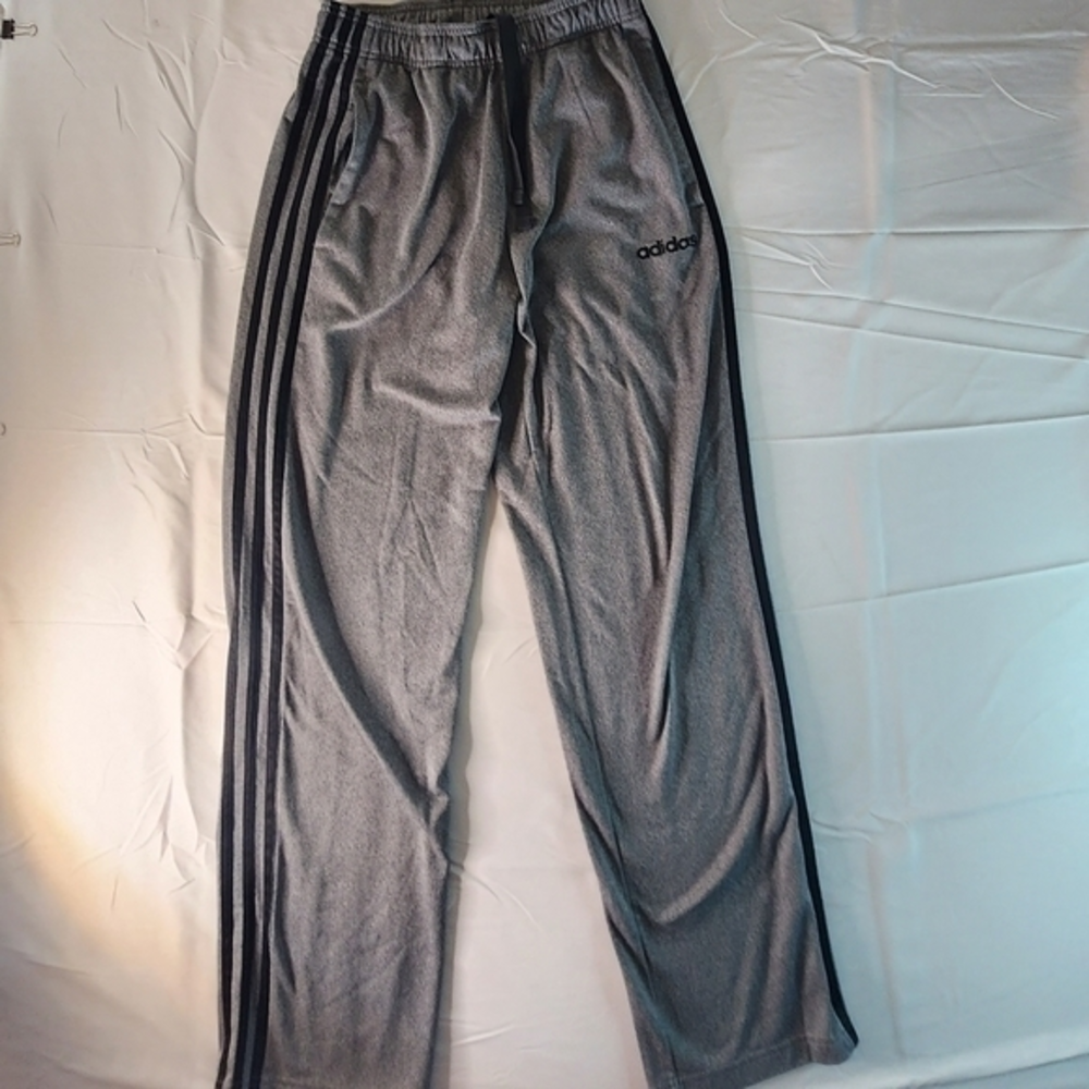 ADIDAS‎ Womens Athletic Track Pants Joggers 3 Strip Small Gray Pockets P161.